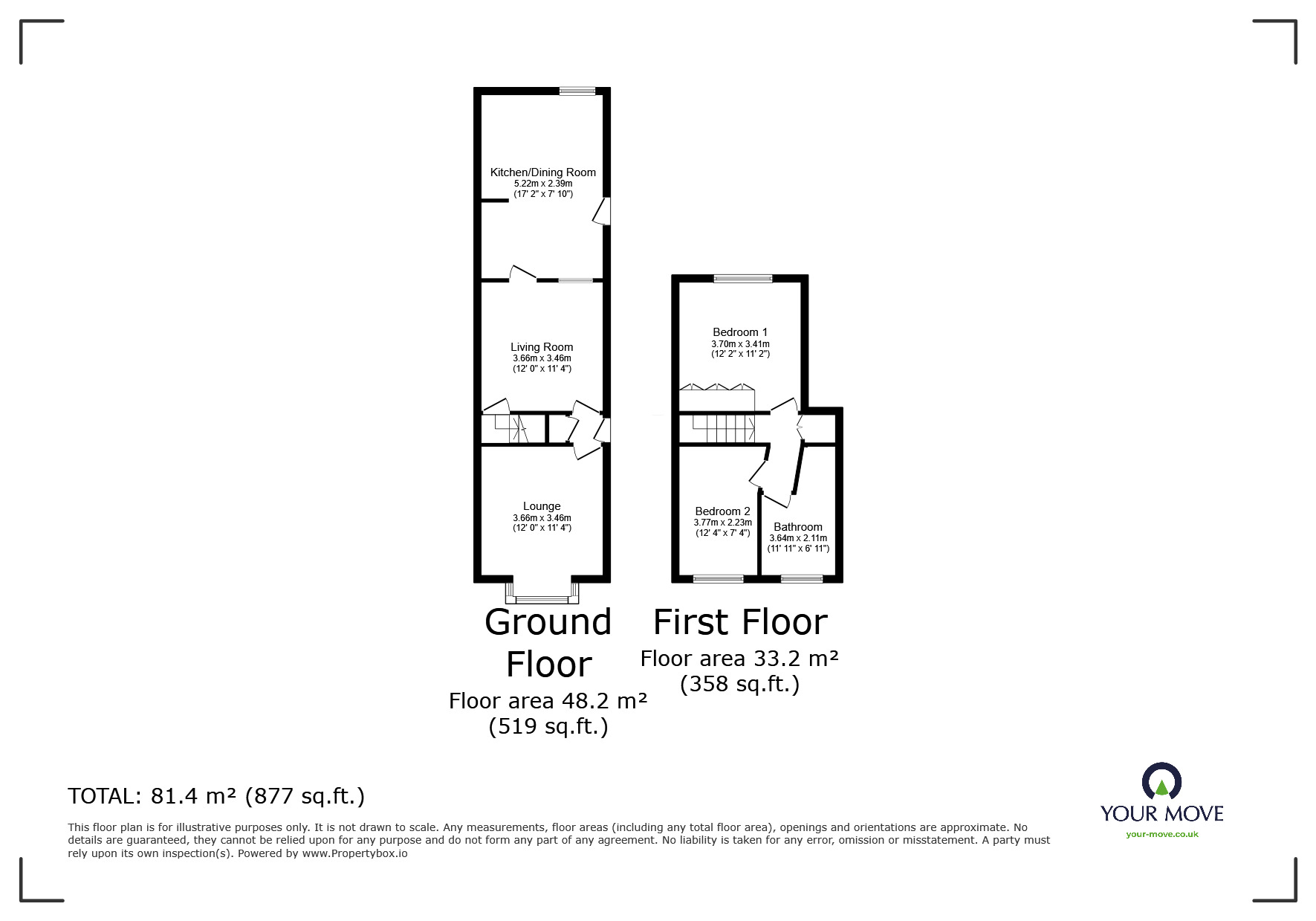 Floorplan of 2 bedroom Mid Terrace House for sale, Talbot Street, Halesowen, West Midlands, B63