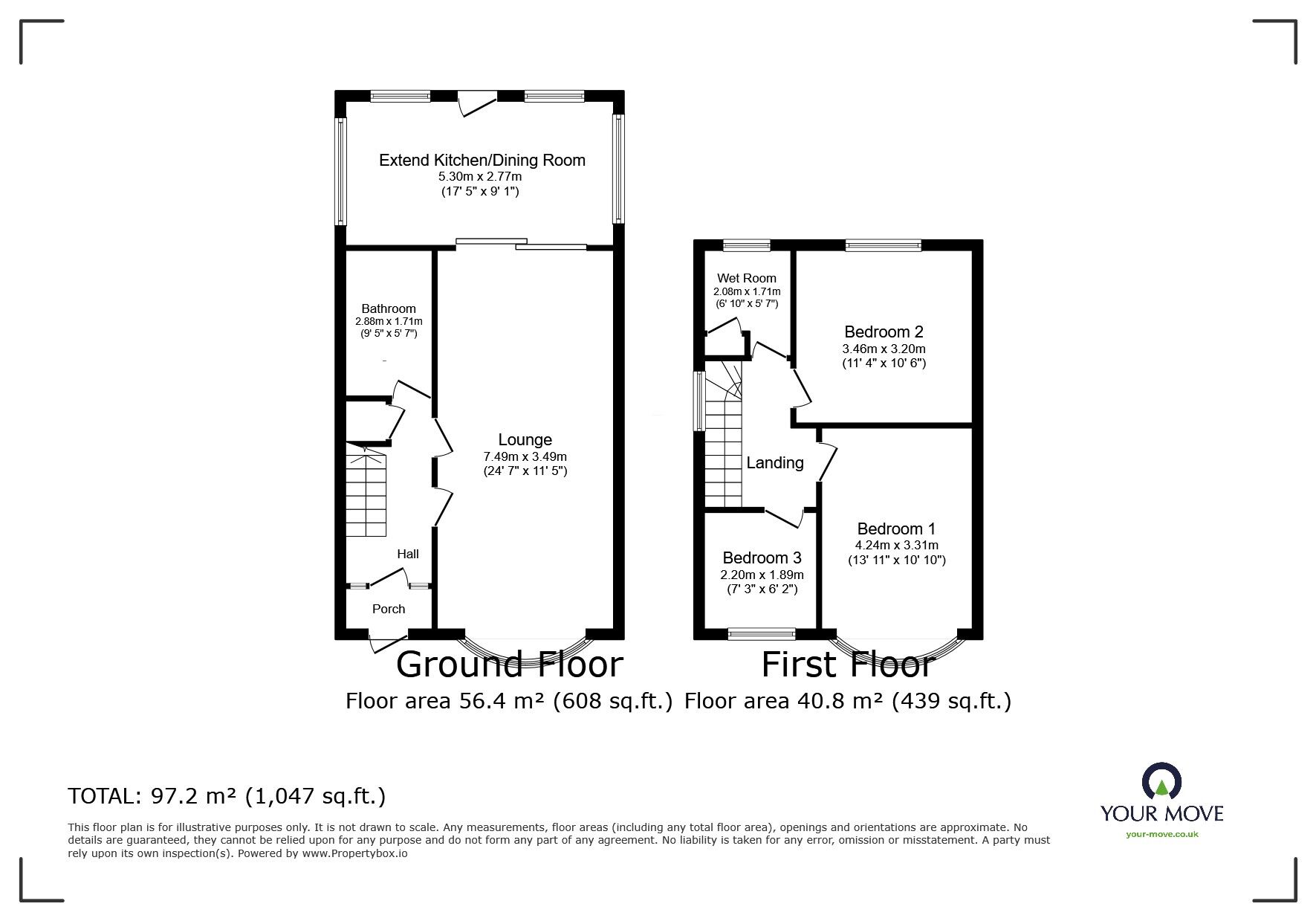 Floorplan of 3 bedroom Semi Detached House for sale, Regent Road, Tividale, West Midlands, B69