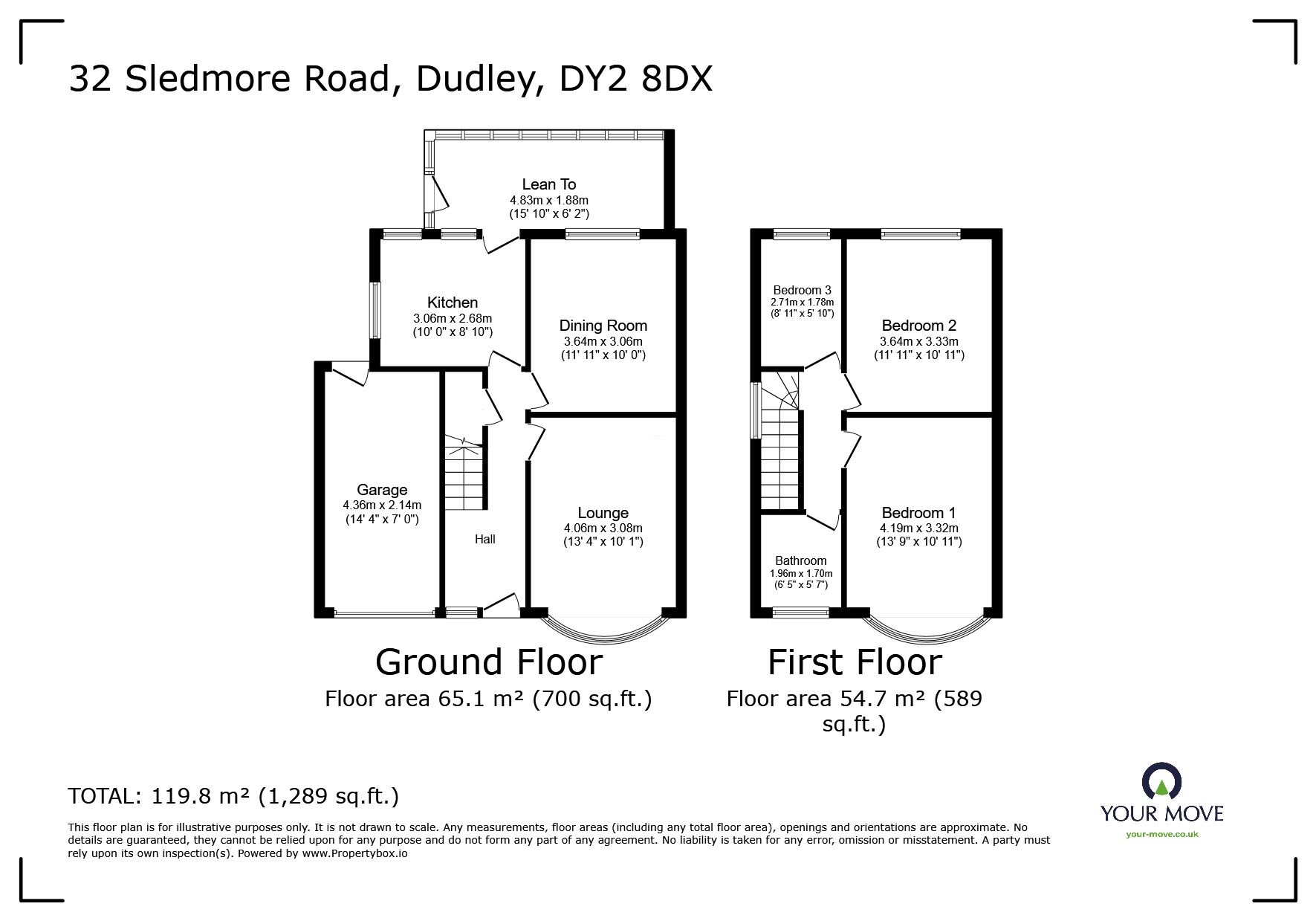 Floorplan of 3 bedroom Semi Detached House for sale, Sledmore Road, Dudley, West Midlands, DY2