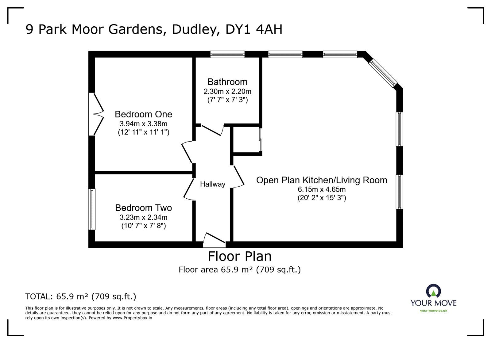 Floorplan of 2 bedroom  Flat for sale, Park Moor Gardens, Dudley, West Midlands, DY1