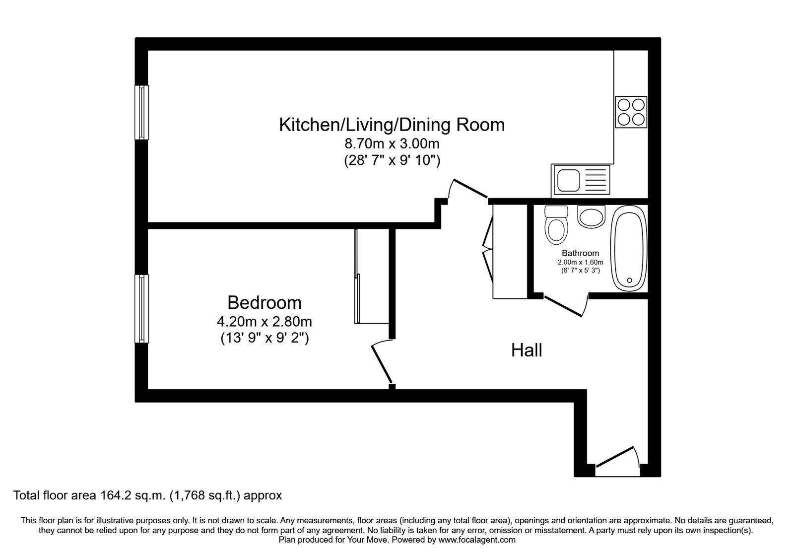 Floorplan of 1 bedroom  Flat to rent, Ryland Street, Birmingham, West Midlands, B16