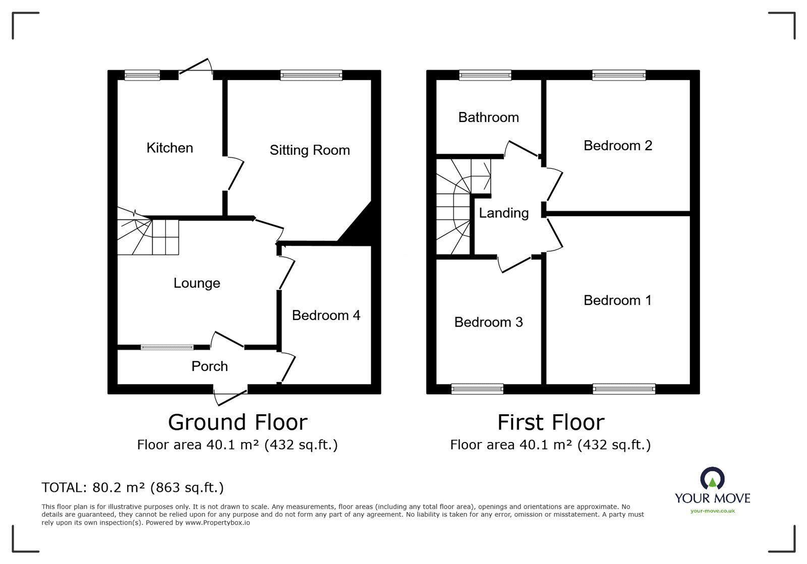 Floorplan of 4 bedroom Semi Detached House to rent, Magdalen Close, Dudley, West Midlands, DY1