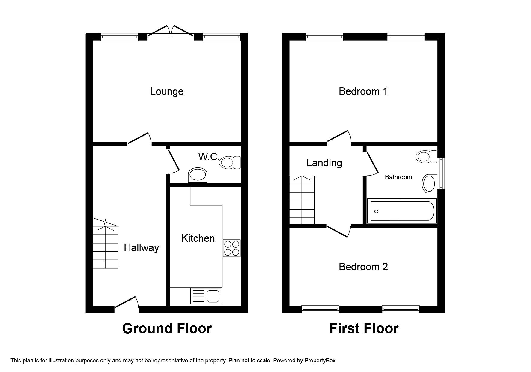 Floorplan of 2 bedroom Semi Detached House for sale, Blue Coat Drive, Dudley, West Midlands, DY2