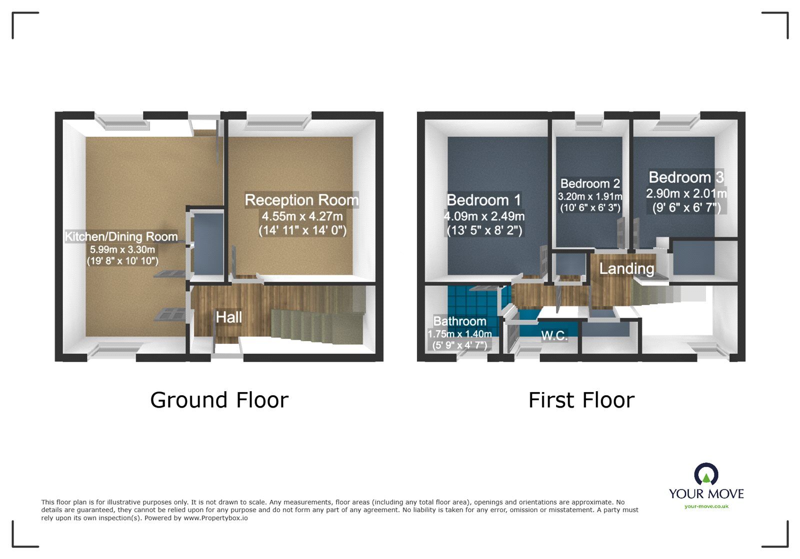 Floorplan of 3 bedroom Mid Terrace House to rent, Mills Walk, Tipton, West Midlands, DY4