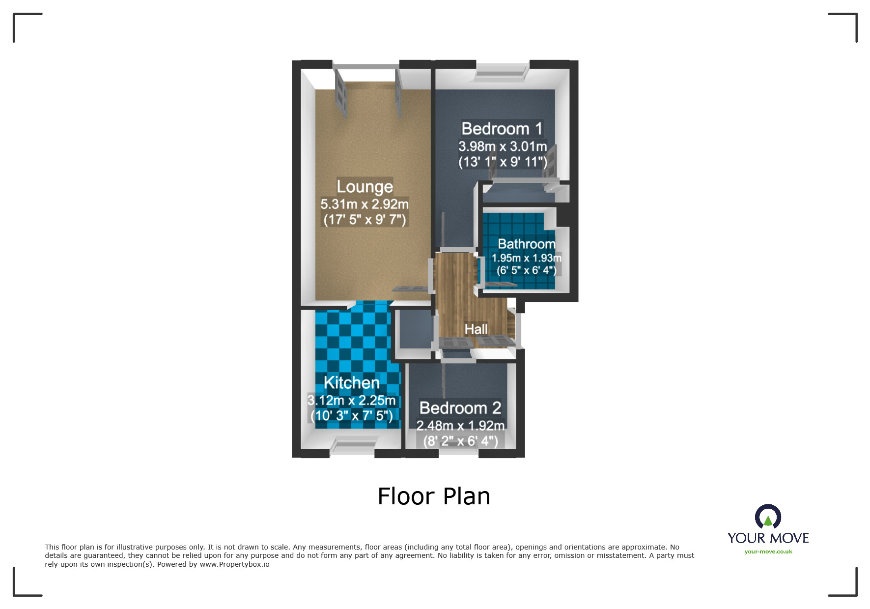 Floorplan of 2 bedroom  Flat for sale, Rugeley Close, Tipton, West Midlands, DY4