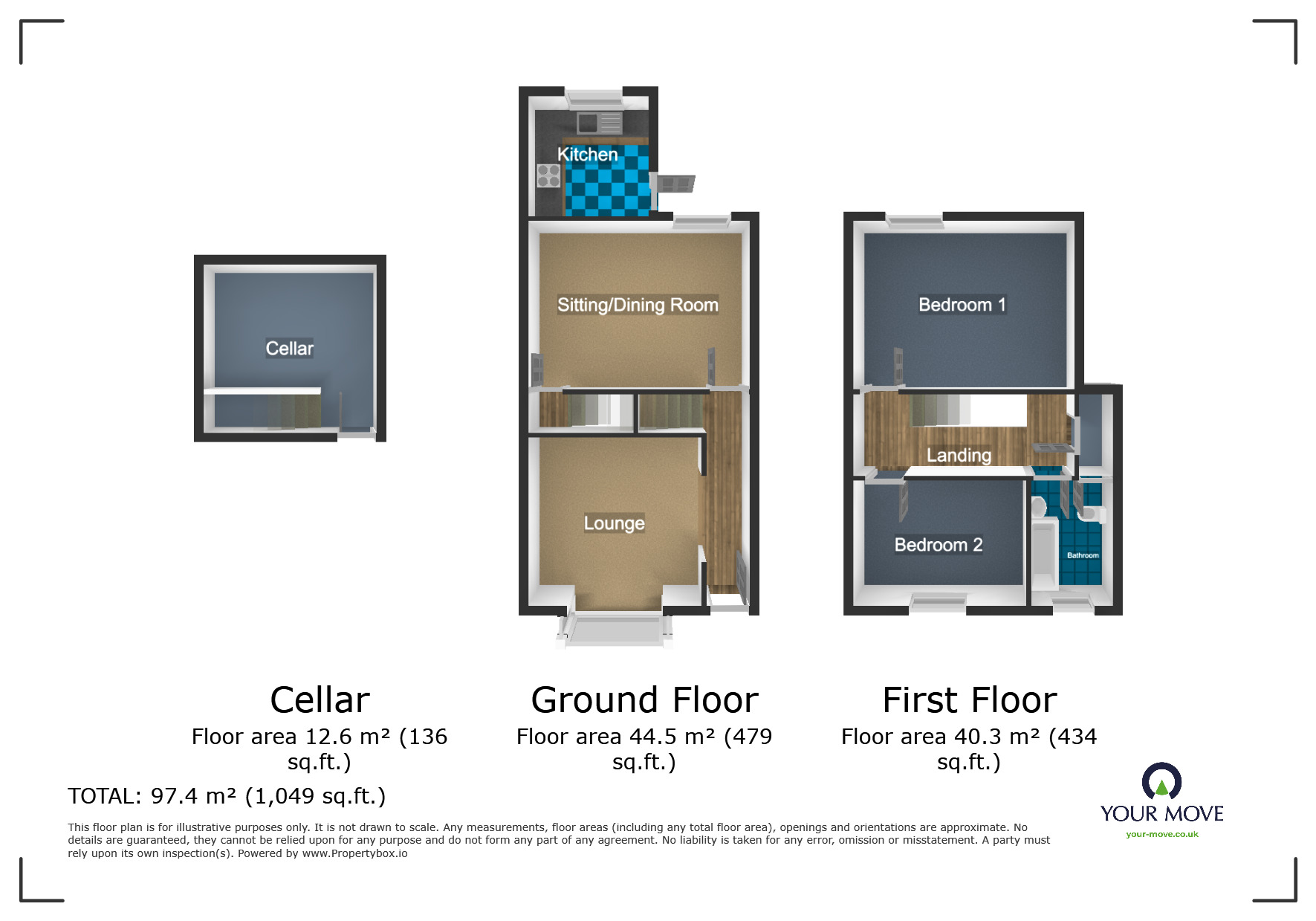 Floorplan of 2 bedroom Mid Terrace House for sale, Bennetts Hill, Dudley, West Midlands, DY2