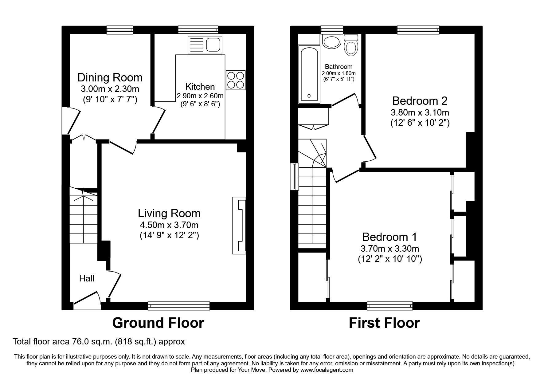 Floorplan of 2 bedroom Semi Detached House to rent, Pitcairn Street, Dunfermline, Fife, KY11