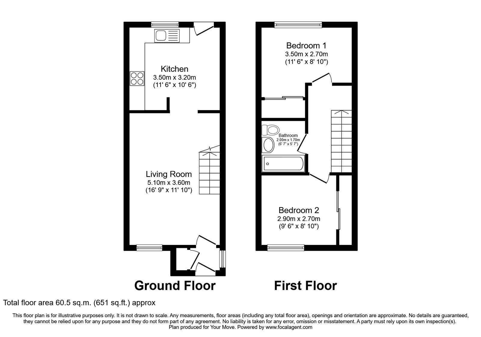 Floorplan of 2 bedroom End Terrace House to rent, Glen Beasdale Court, Dunfermline, Fife, KY11