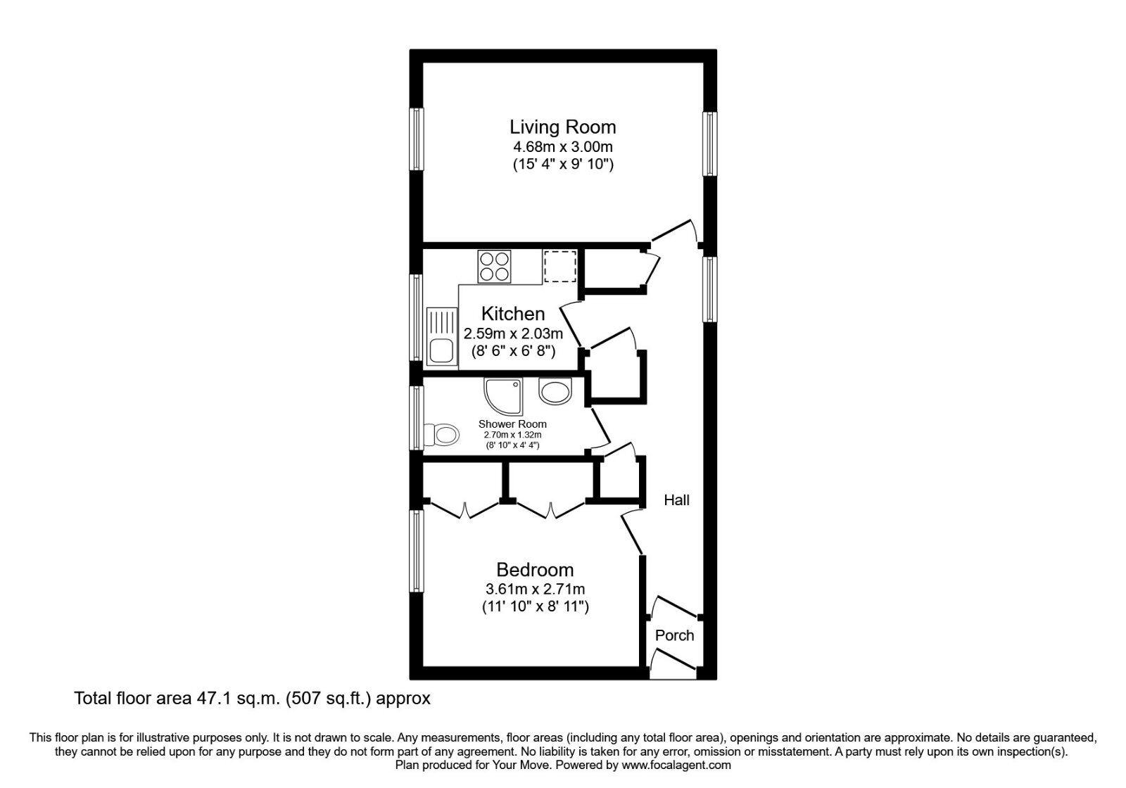 Floorplan of 1 bedroom  Flat to rent, Paterson Lane, Cowdenbeath, Fife, KY4