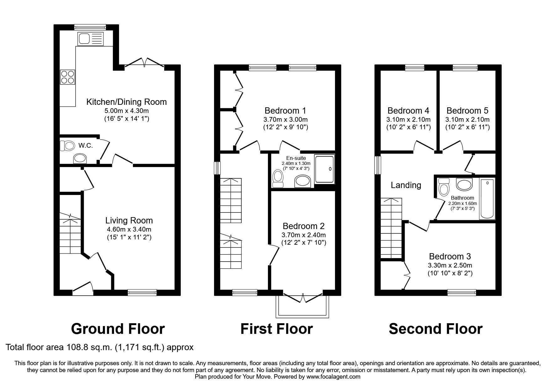 Floorplan of 5 bedroom End Terrace House to rent, McDonald Street, Dunfermline, Fife, KY11