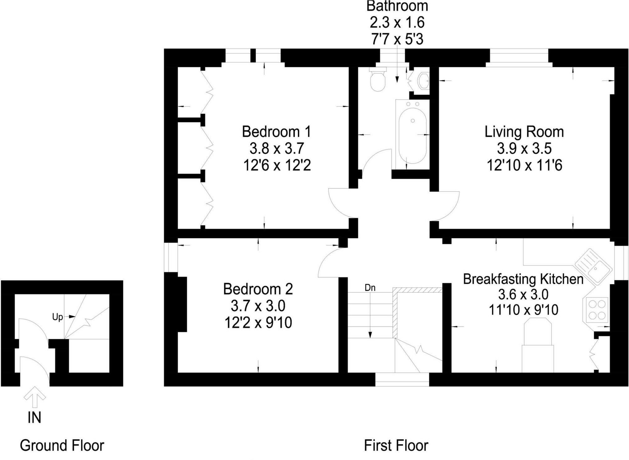 Floorplan of 2 bedroom  Flat to rent, Mill Street, Dunfermline, KY12