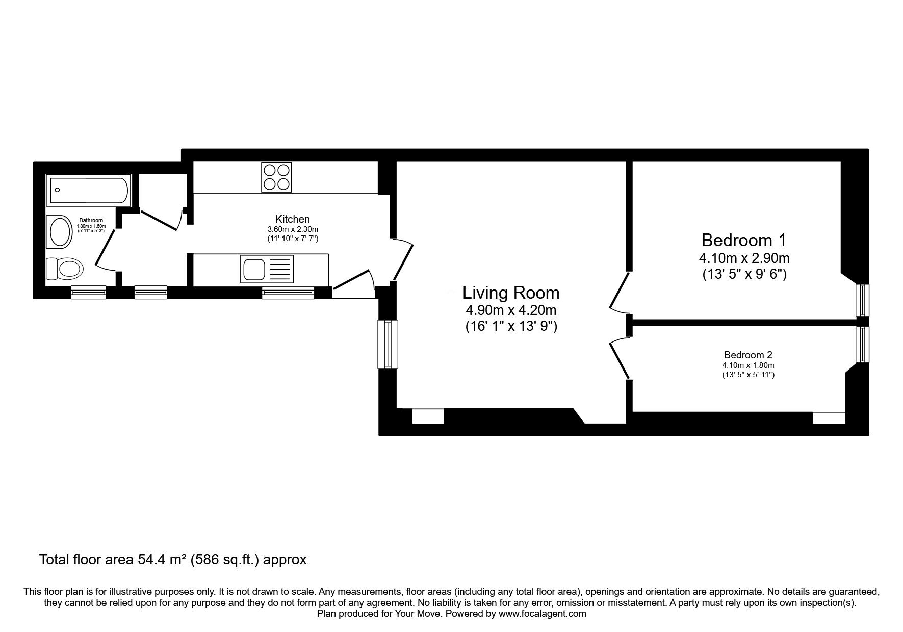 Floorplan of 2 bedroom  Flat for sale, Elliot Street, Dunfermline, Fife, KY11