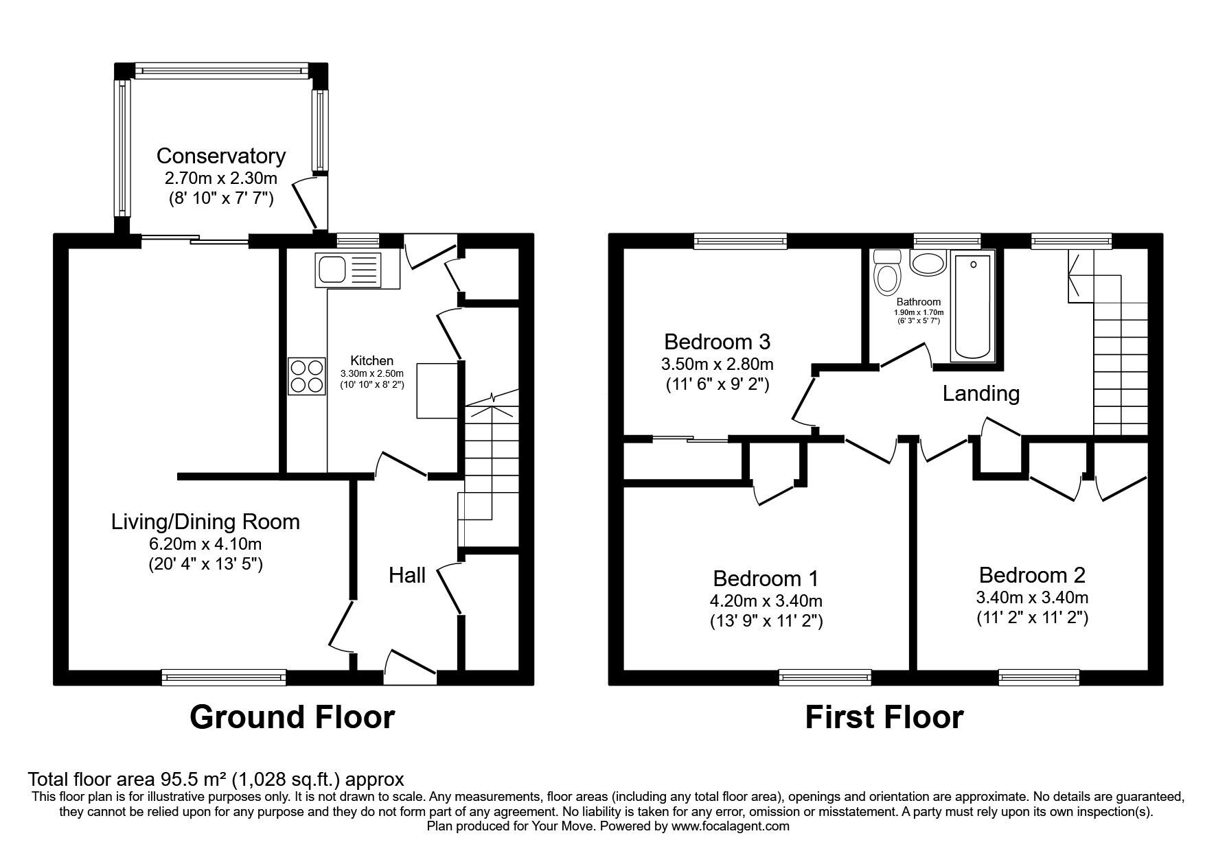 Floorplan of 3 bedroom Mid Terrace House for sale, Eastercraig Gardens, Saline, Dunfermline, KY12