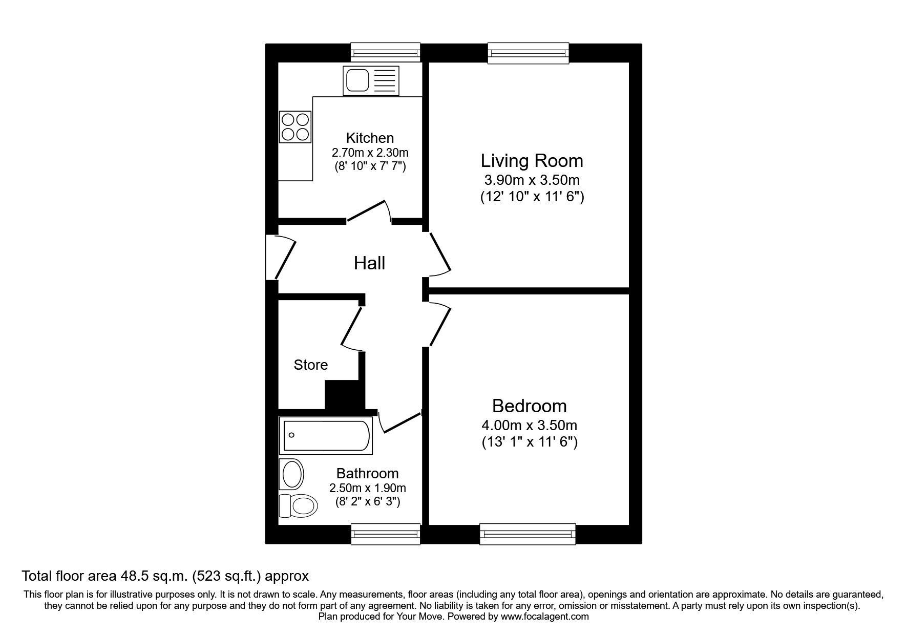 Floorplan of 1 bedroom  Flat for sale, Queens Court, Dunfermline, Fife, KY12