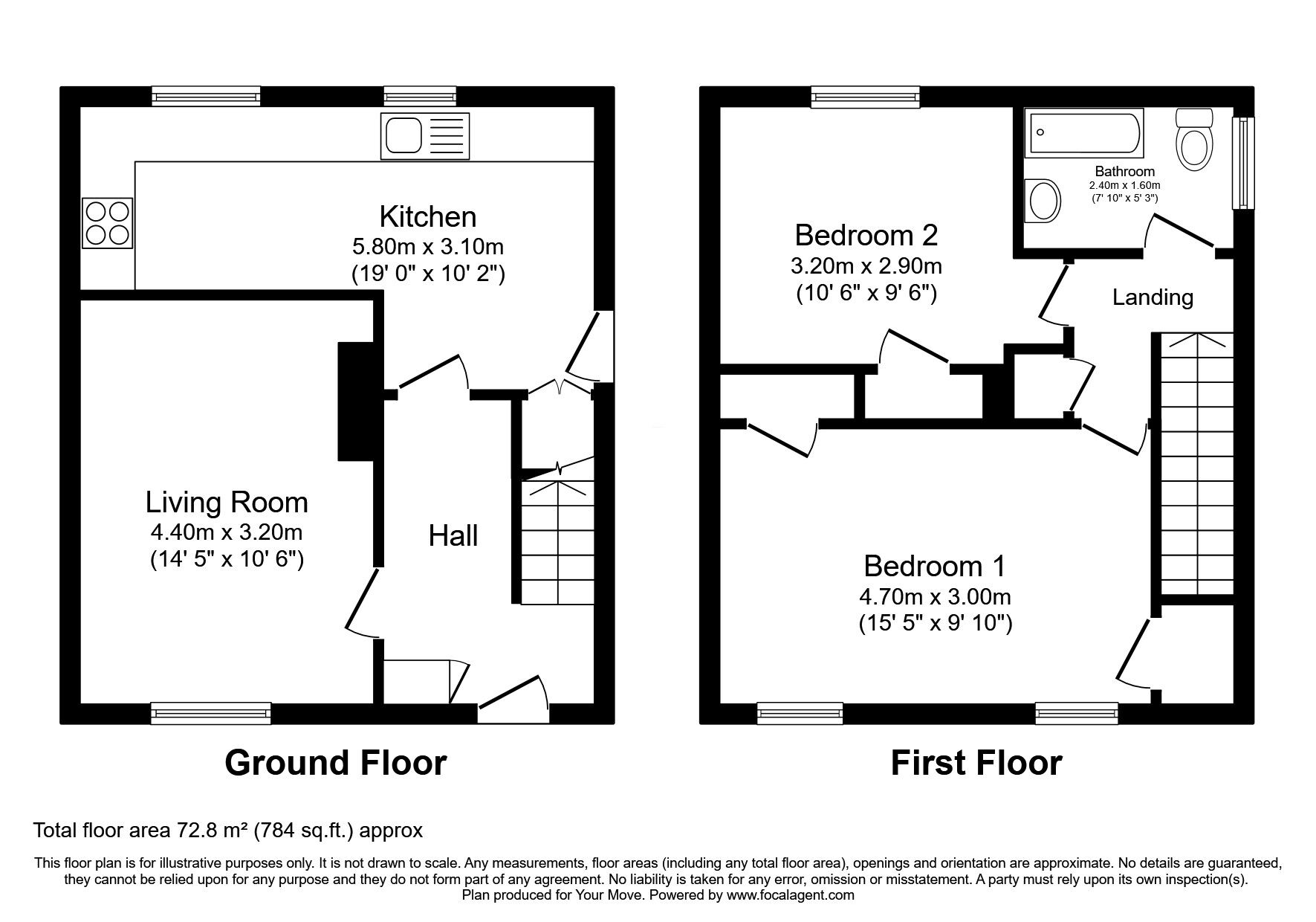 Floorplan of 2 bedroom End Terrace House for sale, Pentland Terrace, Dunfermline, Fife, KY11