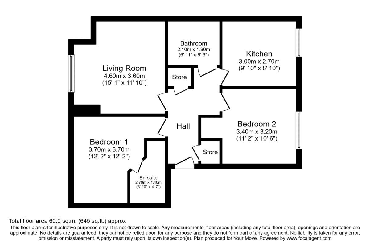 Floorplan of 2 bedroom  Flat to rent, Duthac Court, Dunfermline, Fife, KY11