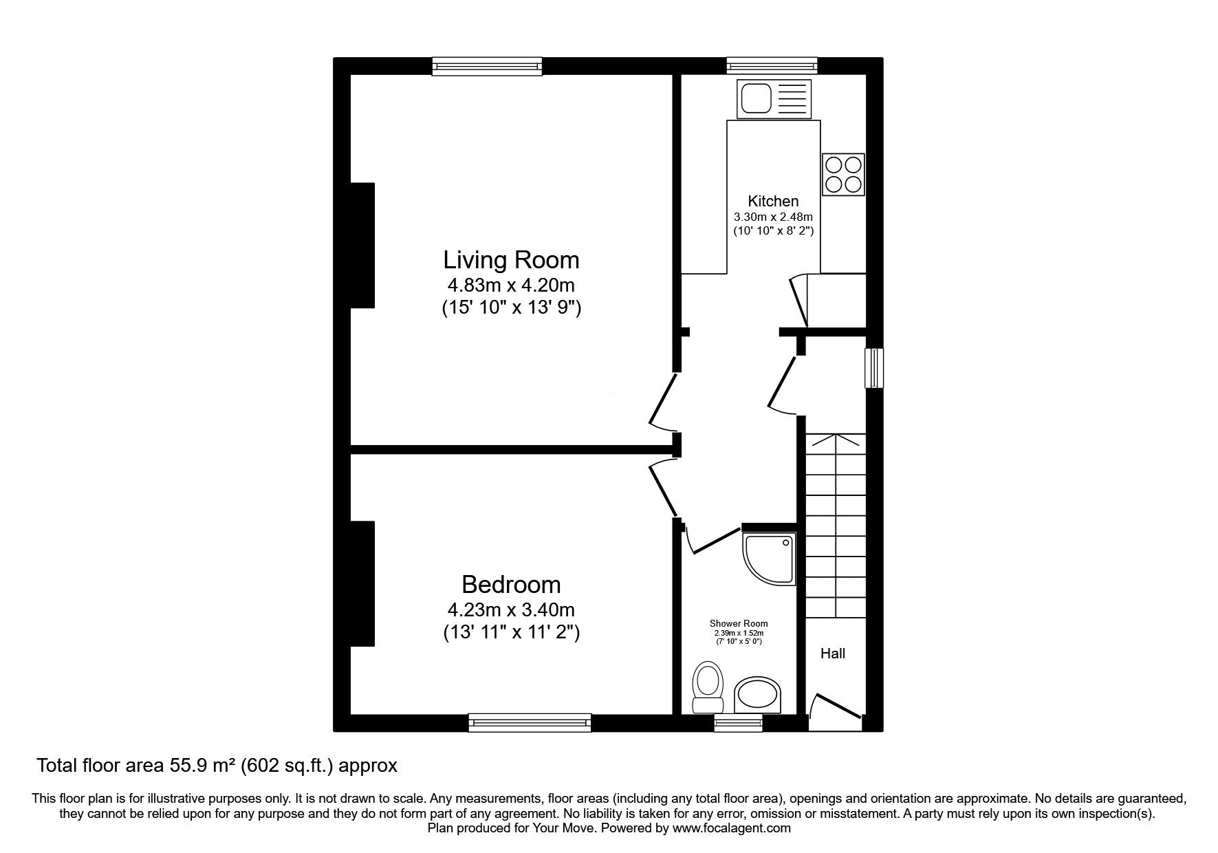 Floorplan of 1 bedroom  Flat for sale, East Avenue, Blairhall, Fife, KY12