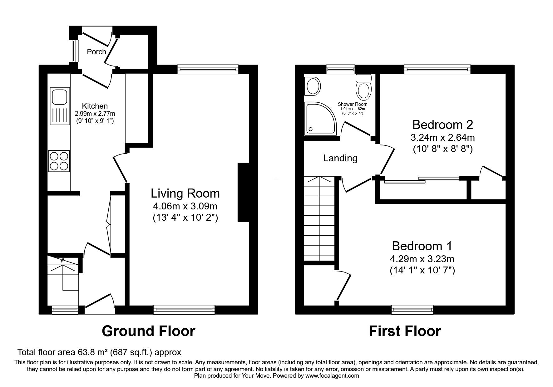 Floorplan of 2 bedroom Mid Terrace House for sale, Chapelfauld Green, Dunfermline, KY11