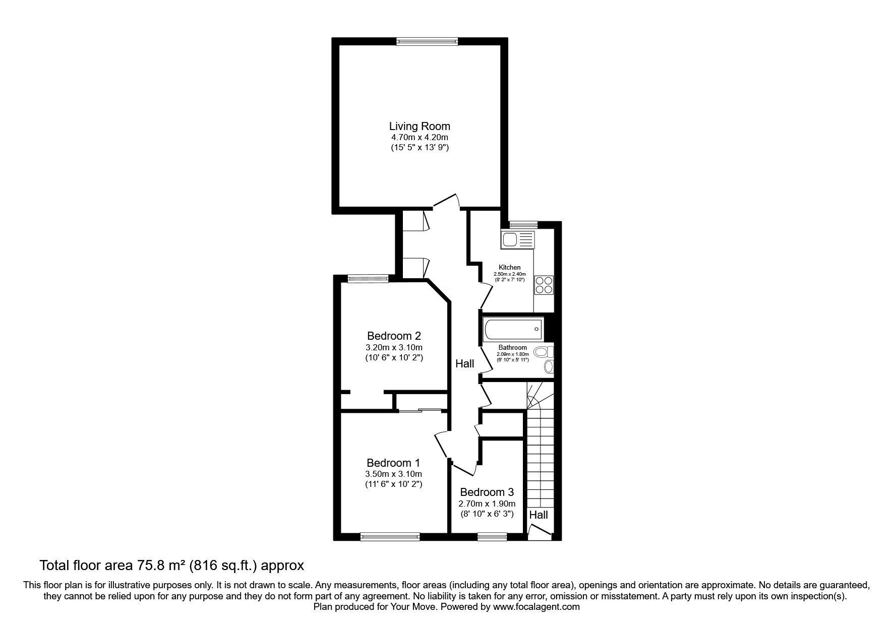 Floorplan of 3 bedroom  Flat for sale, Golfdrum Street, Dunfermline, KY12