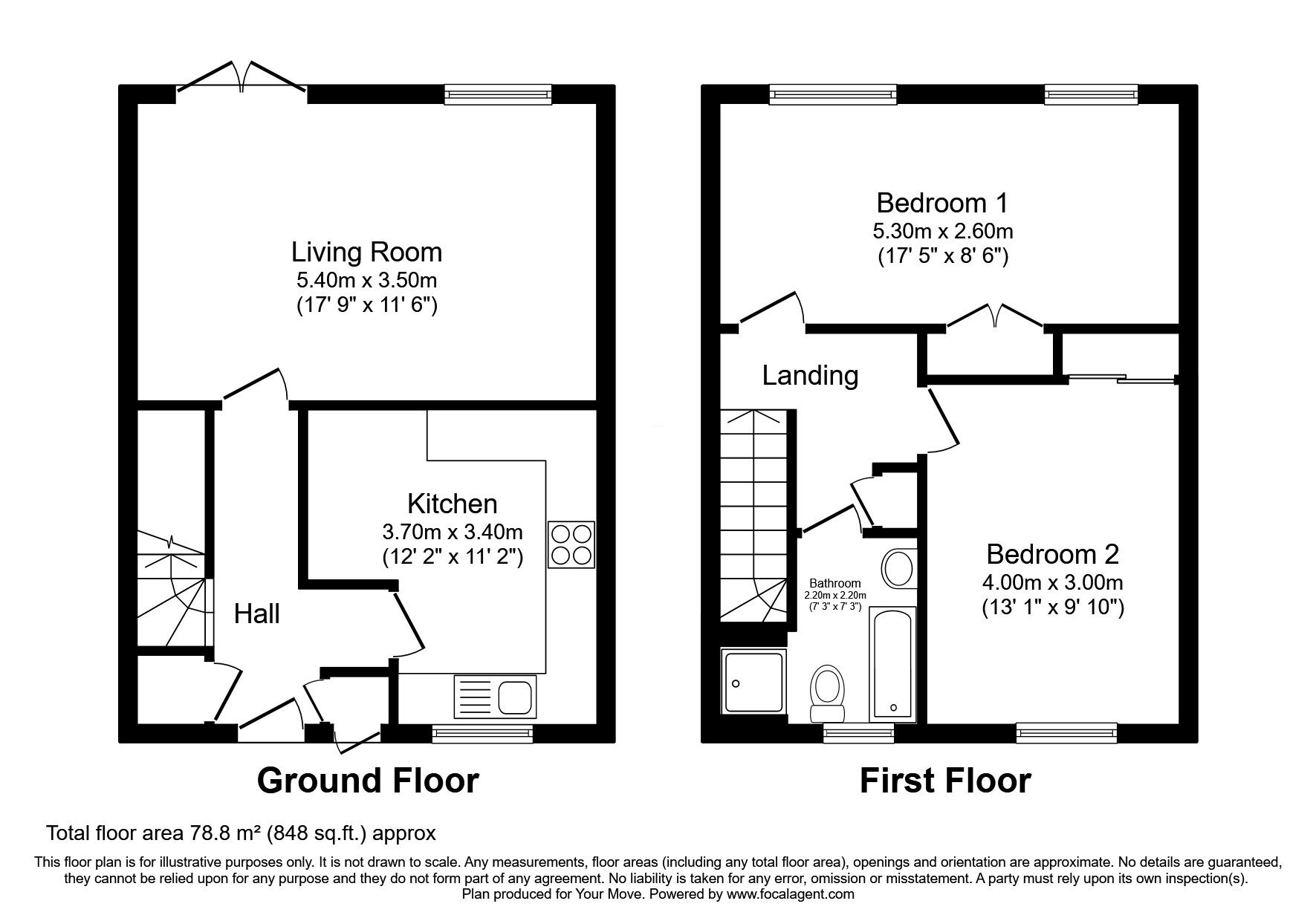 Floorplan of 2 bedroom Semi Detached House for sale, Moncur Street, Townhill, Fife, KY12