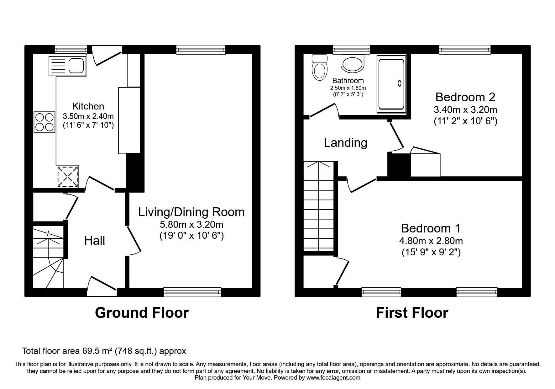 Floorplan of 2 bedroom Mid Terrace House for sale, Canmore Terrace, Wellwood, Fife, KY12