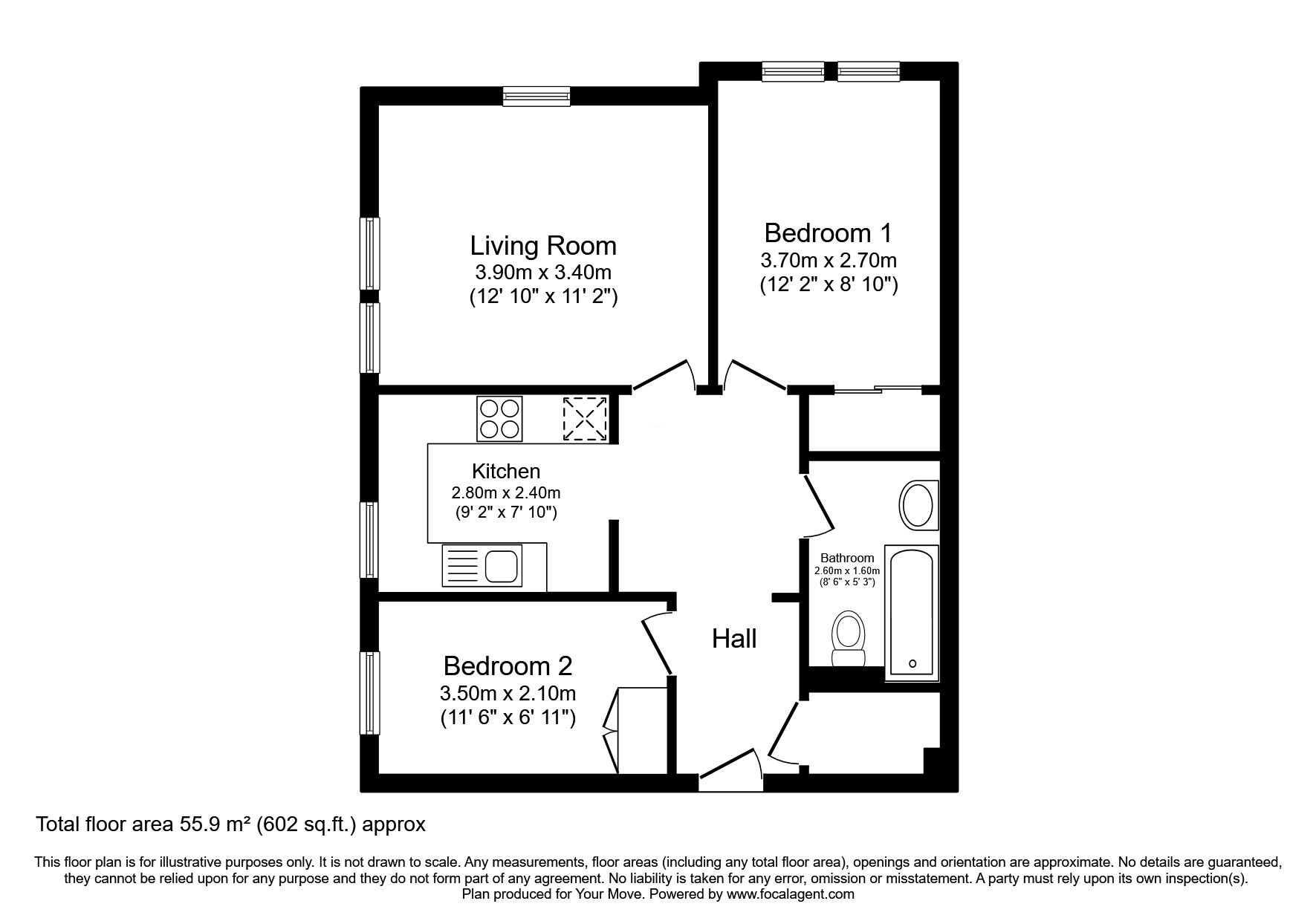 Floorplan of 2 bedroom  Flat for sale, Skibo Court, Dunfermline, Fife, KY12