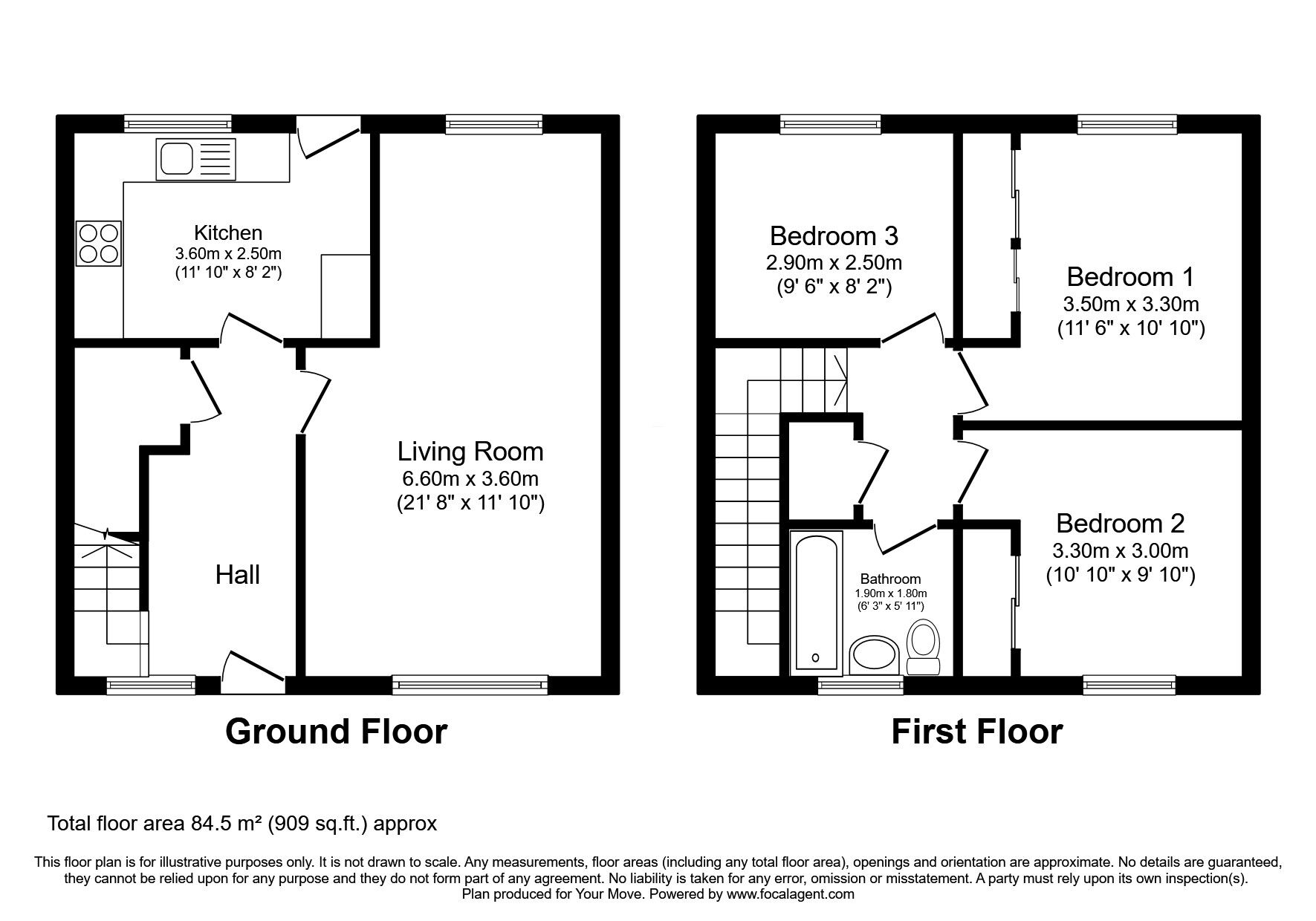 Floorplan of 3 bedroom End Terrace House for sale, Alexander Street, Cowdenbeath, Fife, KY4