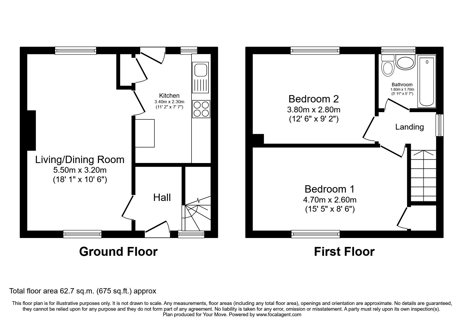 Floorplan of 2 bedroom Semi Detached House for sale, Don Road, Dunfermline, Fife, KY11