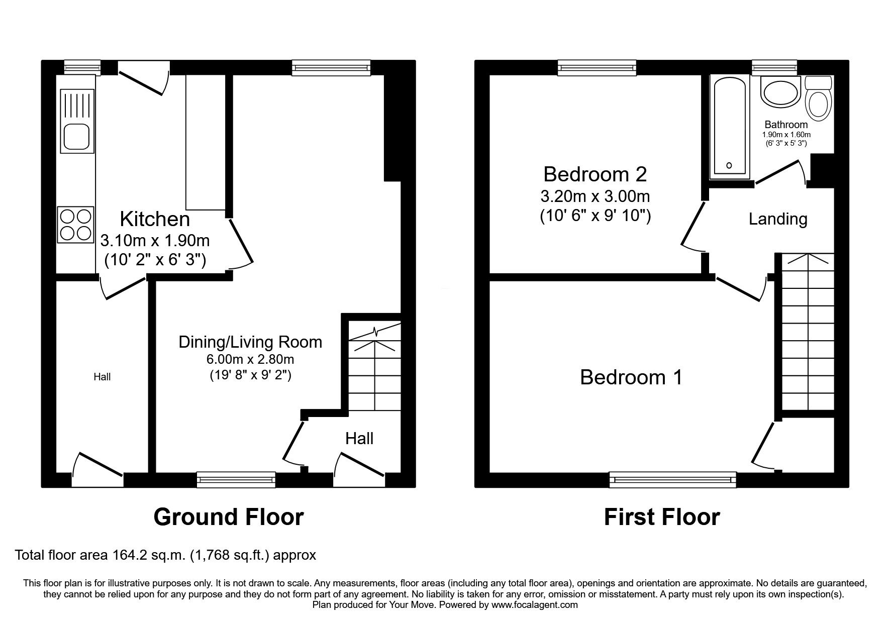 Floorplan of 2 bedroom Mid Terrace House for sale, Whitelaw Road, Dunfermline, Fife, KY11