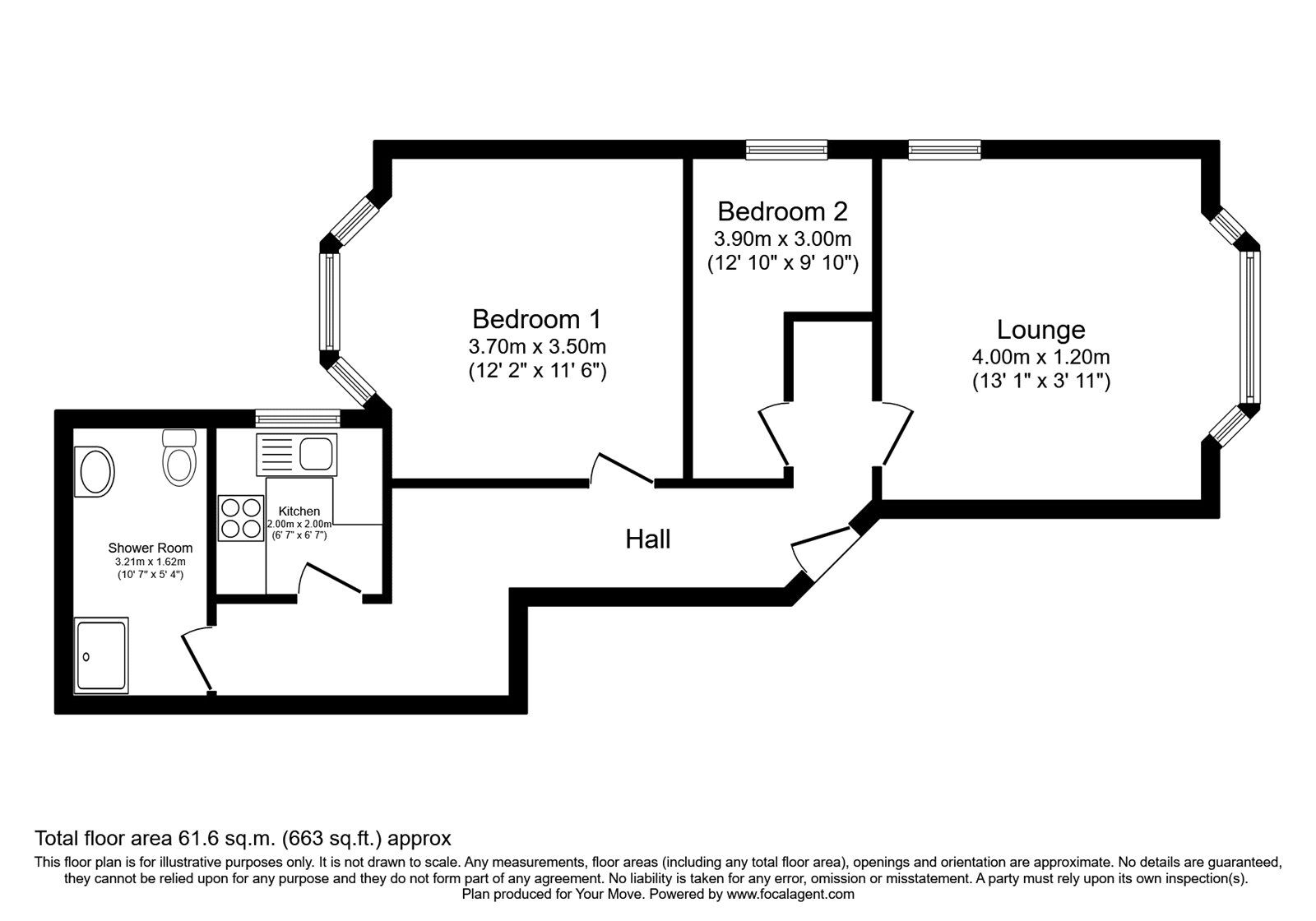 Floorplan of 2 bedroom  Flat to rent, Gillott Road, North Edgbaston, Birmingham, B16