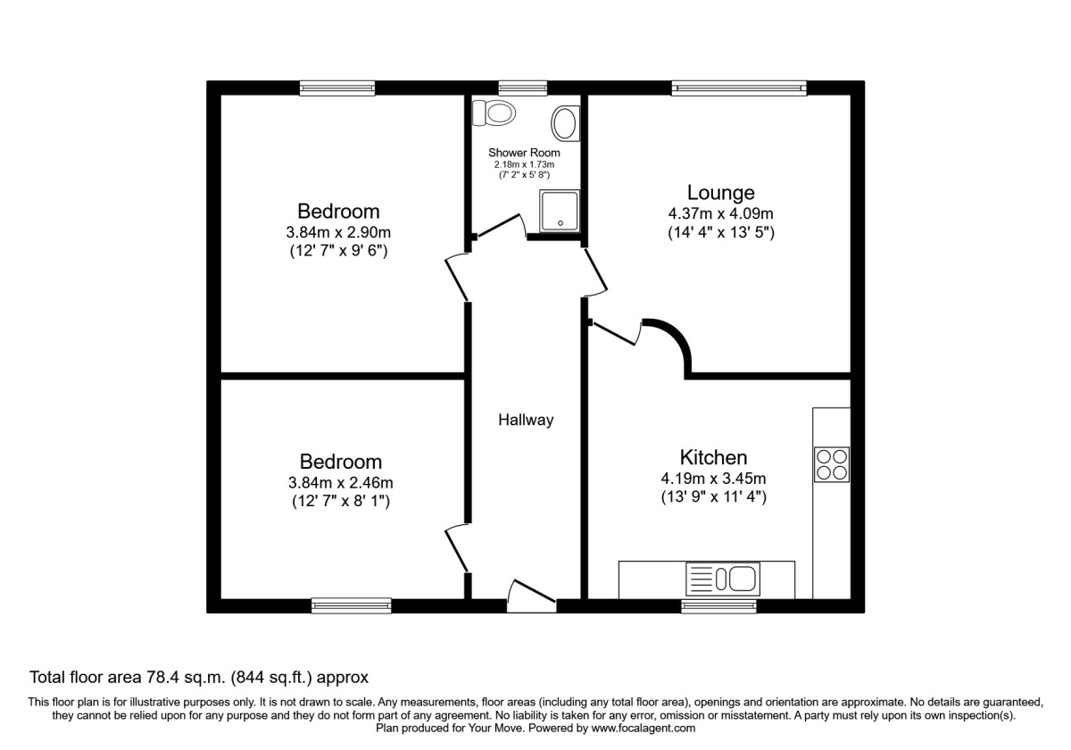 Floorplan of 2 bedroom  Bungalow to rent, Fountainbleau Lockerbie Road, Dumfries, DG1