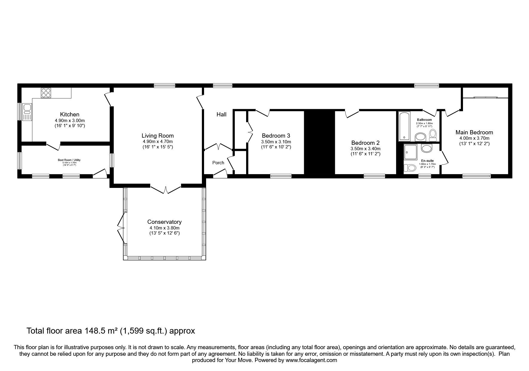 Floorplan of 3 bedroom Detached Bungalow for sale, Low Road, Hightae, Dumfries and Galloway, DG11