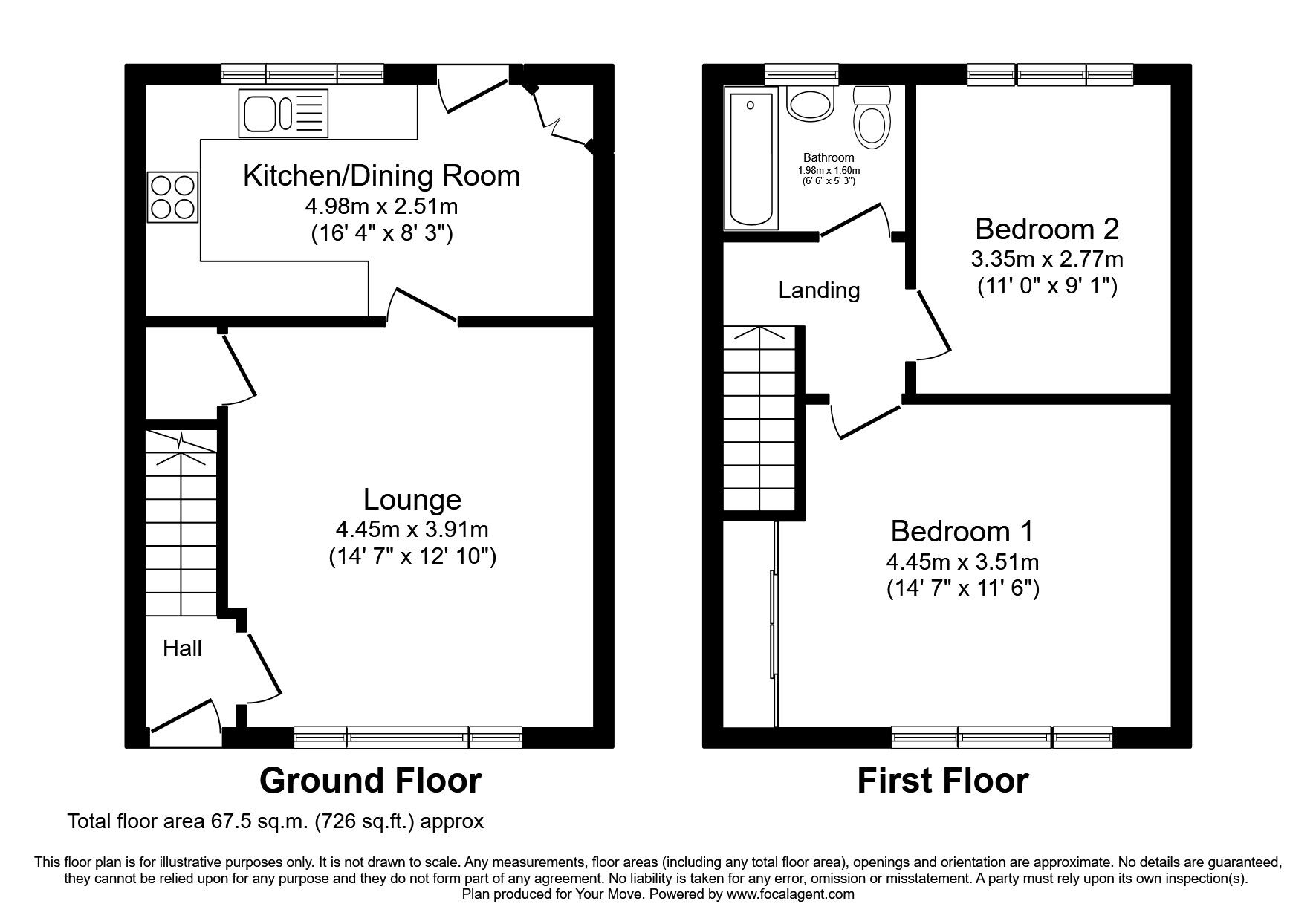 Floorplan of 2 bedroom Semi Detached House to rent, Rosebank Crescent, Lockerbie, Dumfries and Galloway, DG11