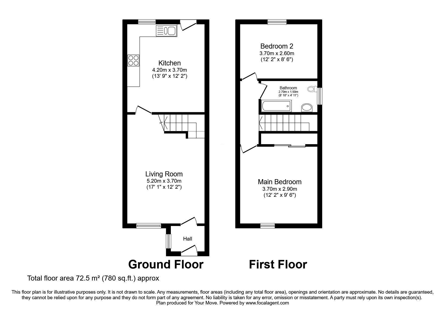 Floorplan of 2 bedroom End Terrace House for sale, Rowanbank Crescent, Dumfries, Dumfries and Galloway, DG1