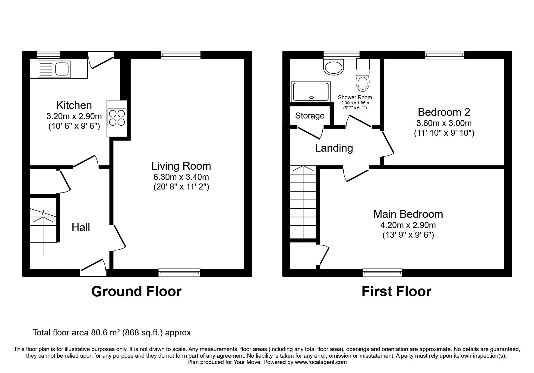 Floorplan of 2 bedroom Mid Terrace House for sale, Dalswinton Avenue, Dumfries, Dumfries and Galloway, DG2