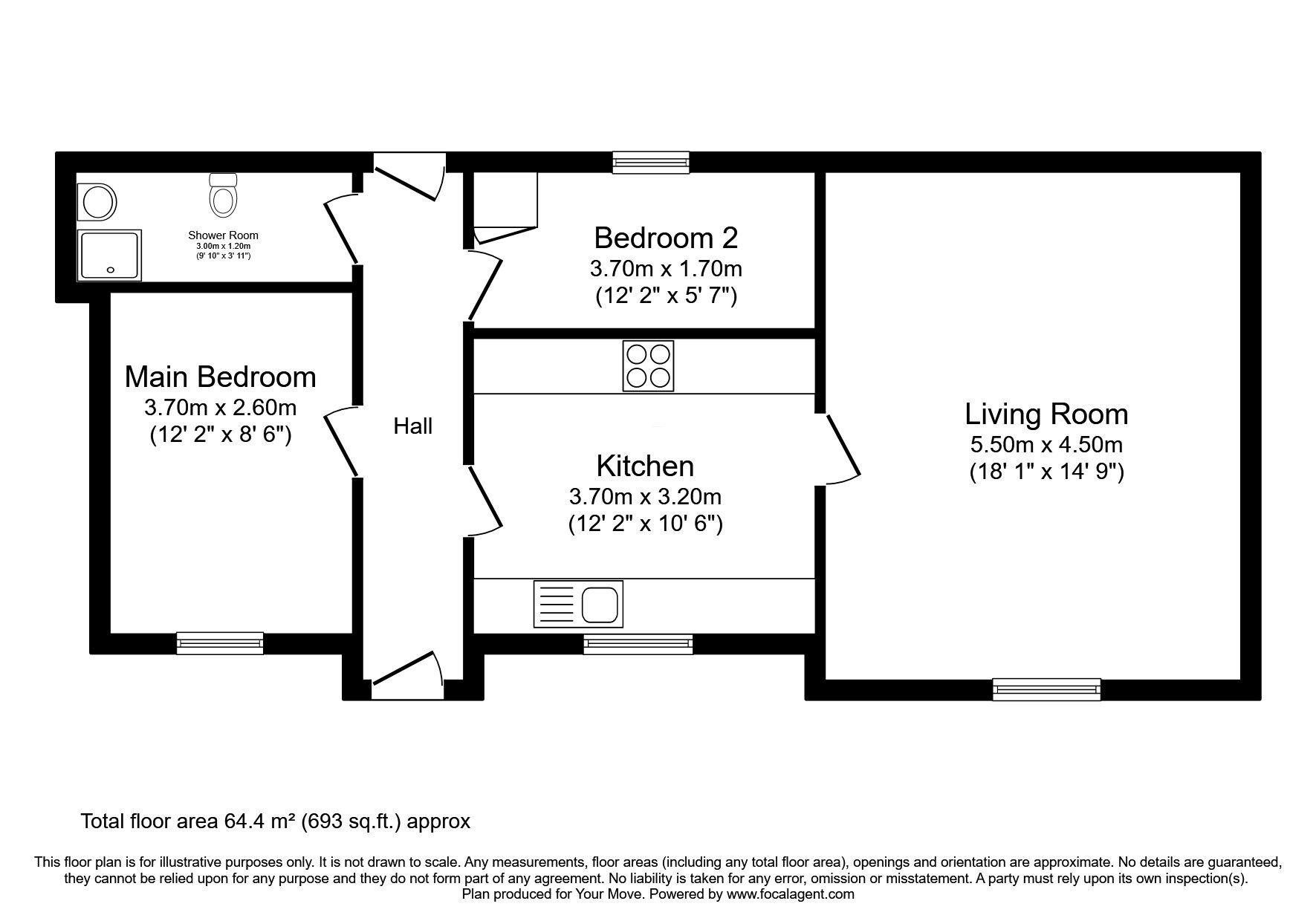 Floorplan of 2 bedroom End Terrace Bungalow for sale, Well Vennel, Lochmaben, Dumfries and Galloway, DG11