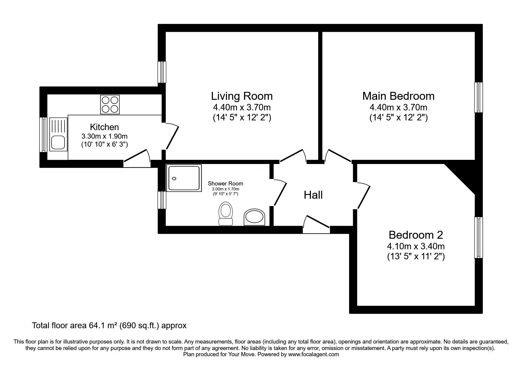 Floorplan of 2 bedroom  Flat for sale, Lockerbie Road, Dumfries, Dumfries and Galloway, DG1