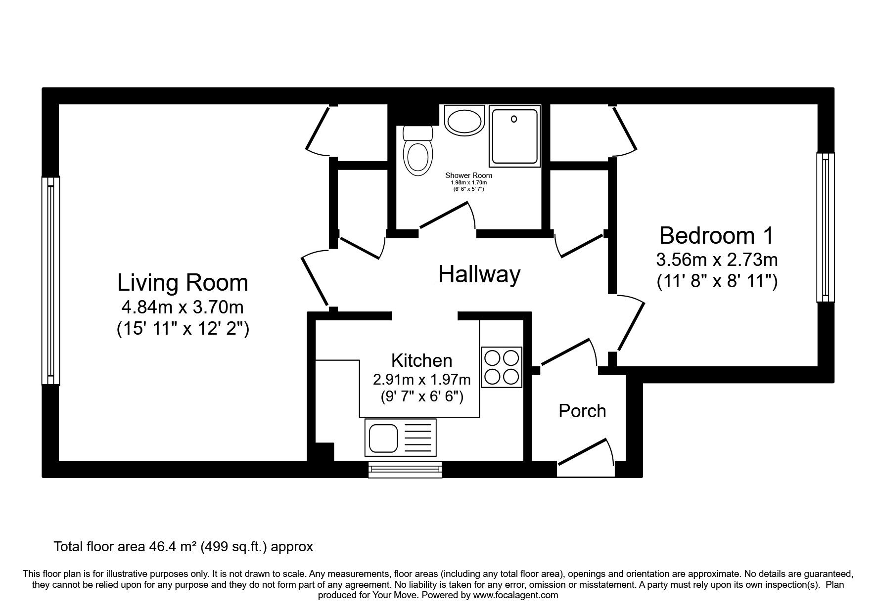 Floorplan of 1 bedroom  Flat for sale, Mosspark Avenue, Dumfries, Dumfries and Galloway, DG1