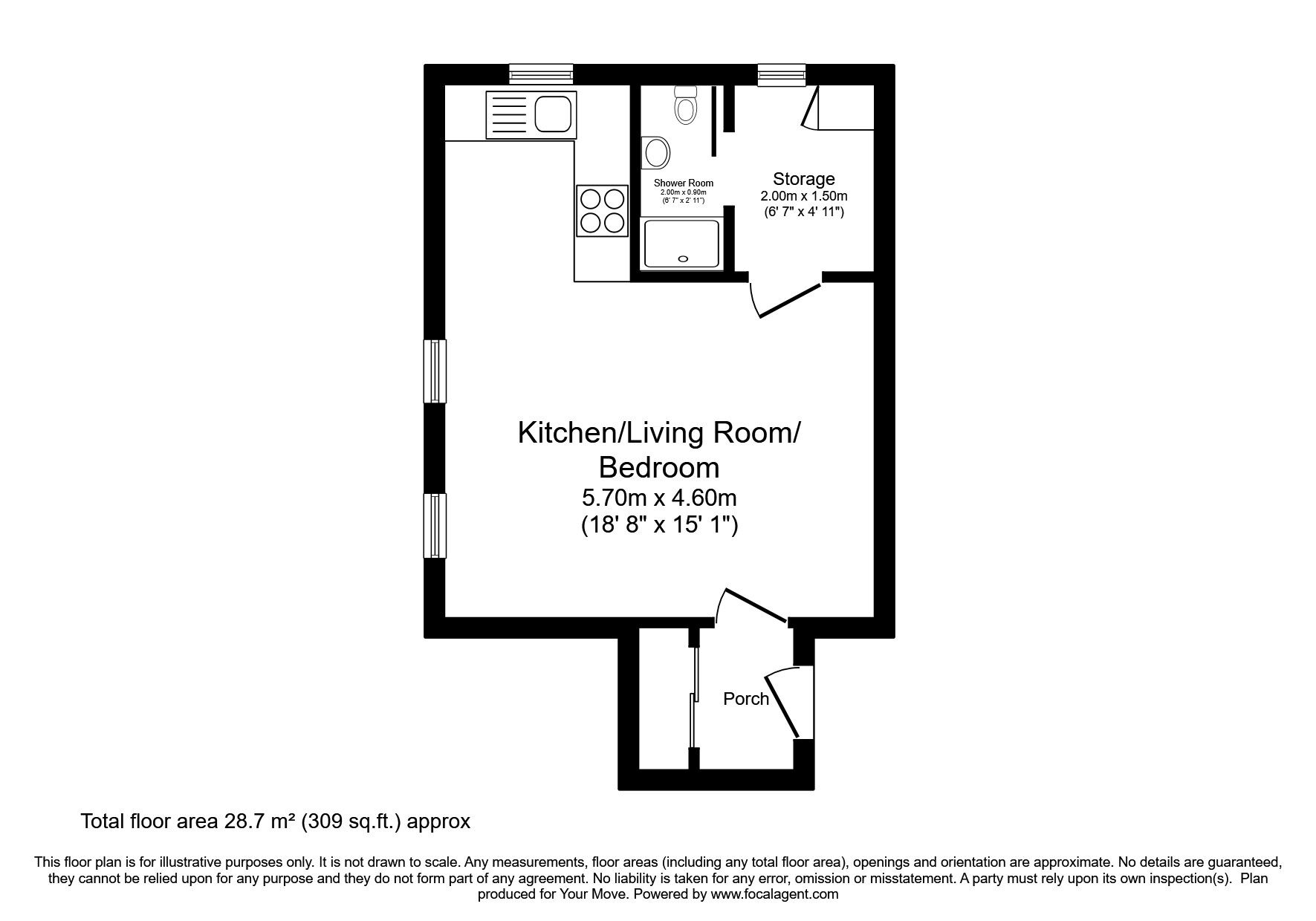 Floorplan of 1 bedroom  Flat for sale, Oakfield Drive, Dumfries, Dumfries and Galloway, DG1