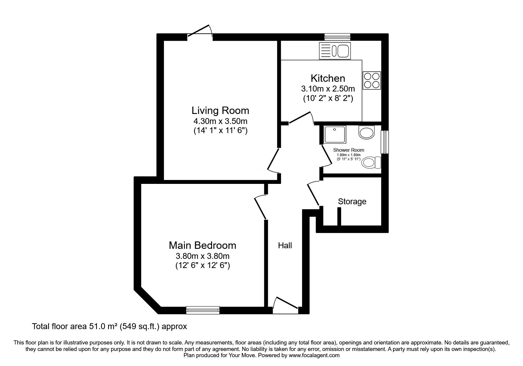 Floorplan of 1 bedroom  Flat for sale, Georgetown Road, Dumfries, Dumfries and Galloway, DG1