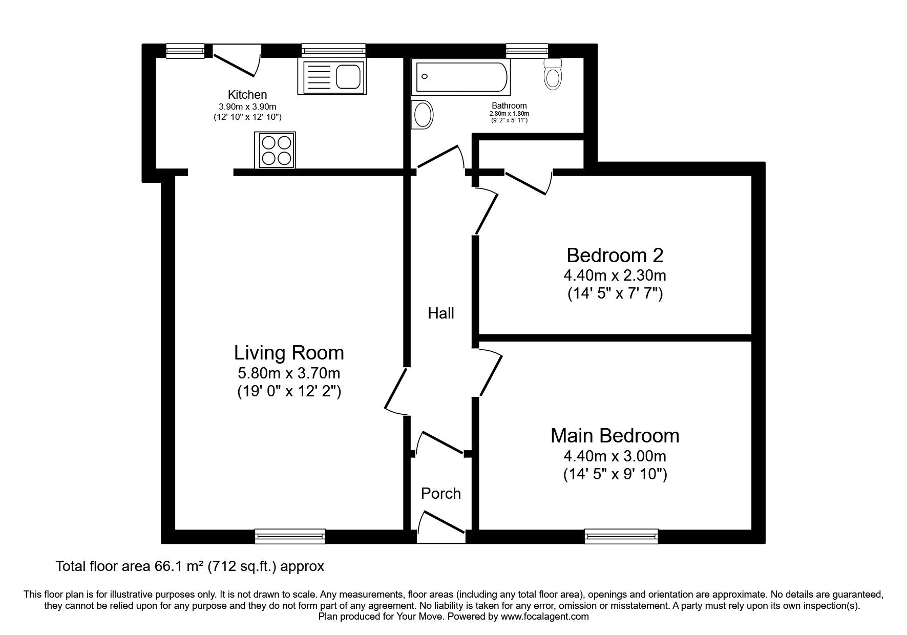 Floorplan of 2 bedroom Mid Terrace Bungalow for sale, David Street, Dumfries, Dumfries and Galloway, DG2