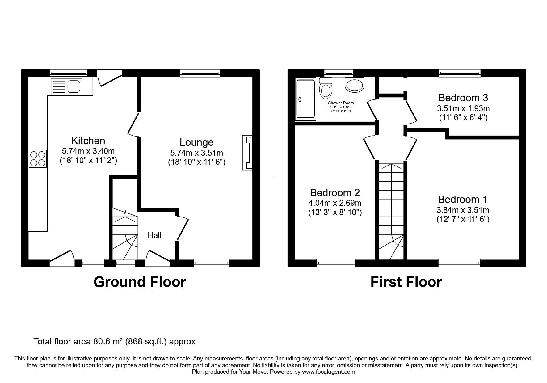 Floorplan of 3 bedroom Mid Terrace House for sale, Gledhill Crescent, Locharbriggs, Dumfries and Galloway, DG1