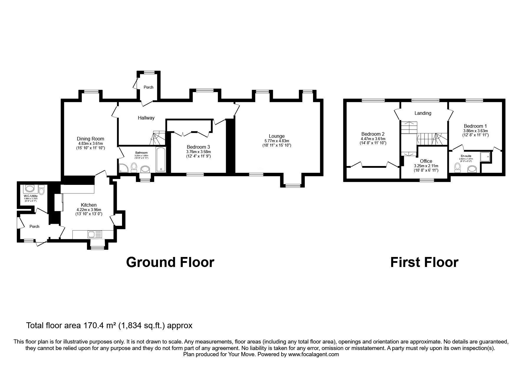 Floorplan of 4 bedroom Semi Detached House for sale, Moniaive, Thornhill, Dumfries and Galloway, DG3