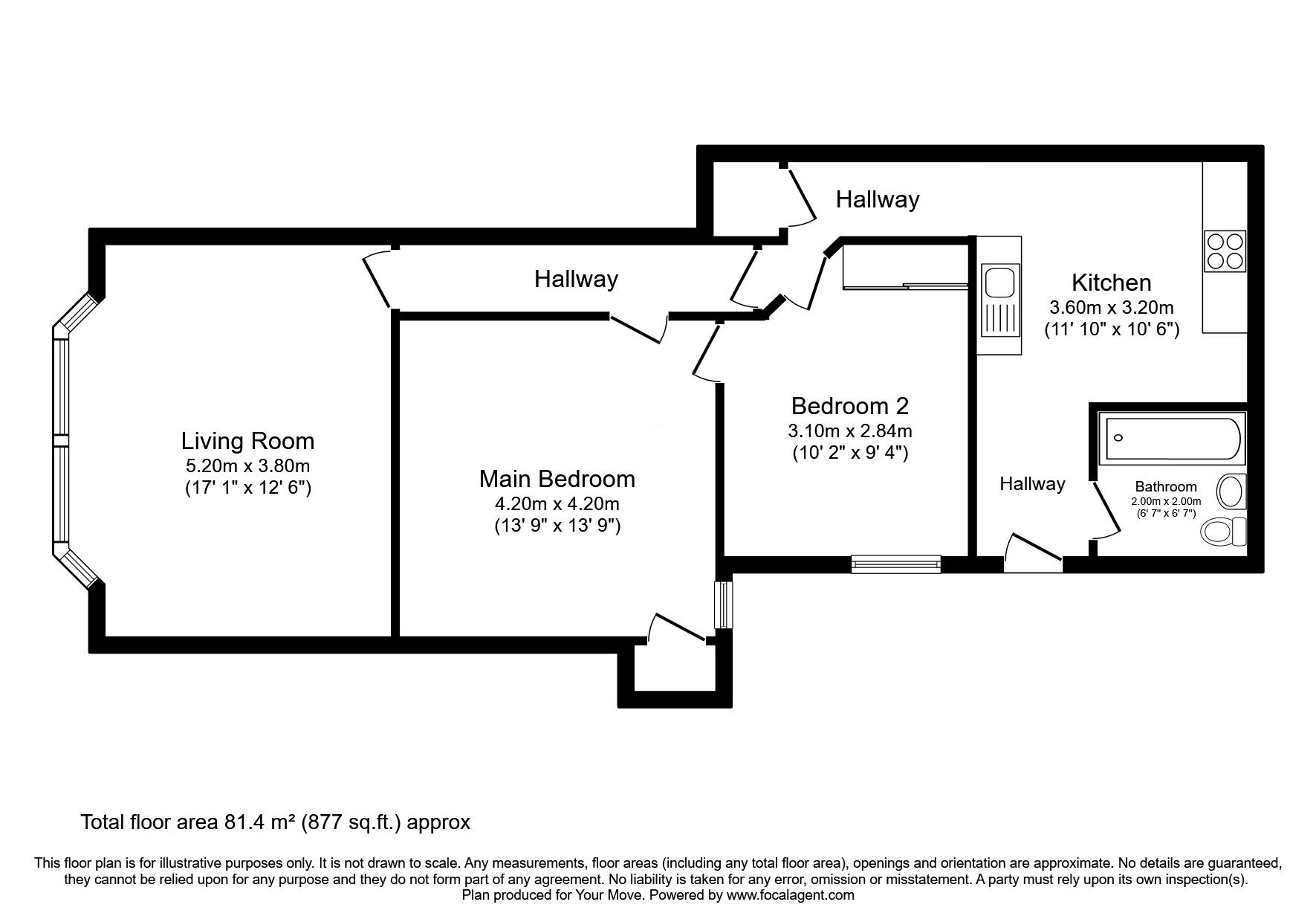 Floorplan of 2 bedroom  Flat for sale, Lovers Walk, Dumfries, Dumfries and Galloway, DG1