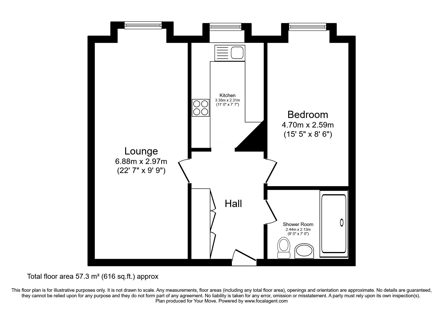 Floorplan of 1 bedroom  Flat for sale, Academy Road, Moffat, Dumfries and Galloway, DG10