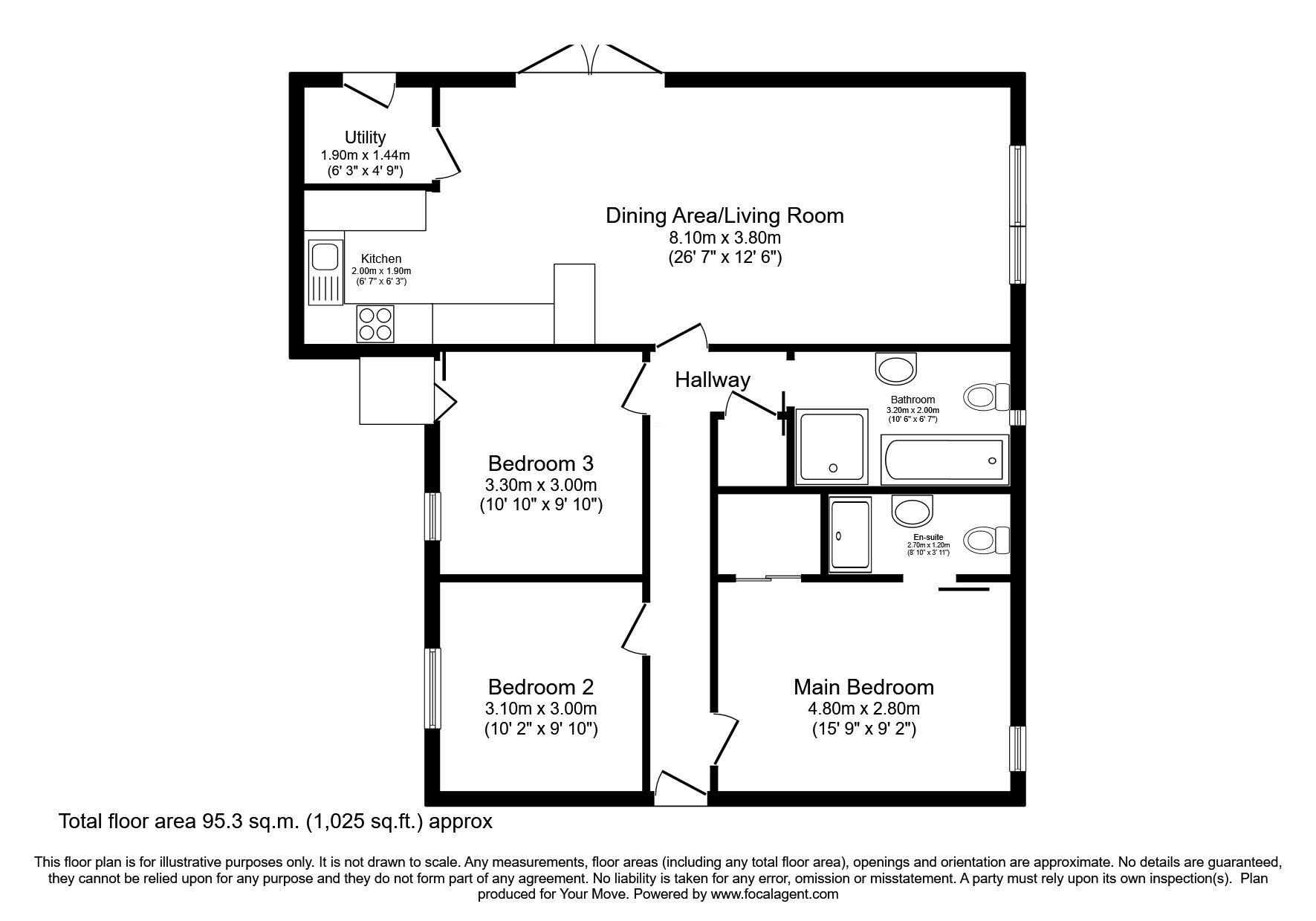 Floorplan of 3 bedroom Detached Bungalow for sale, Nithbank, Dumfries, Dumfries and Galloway, DG1