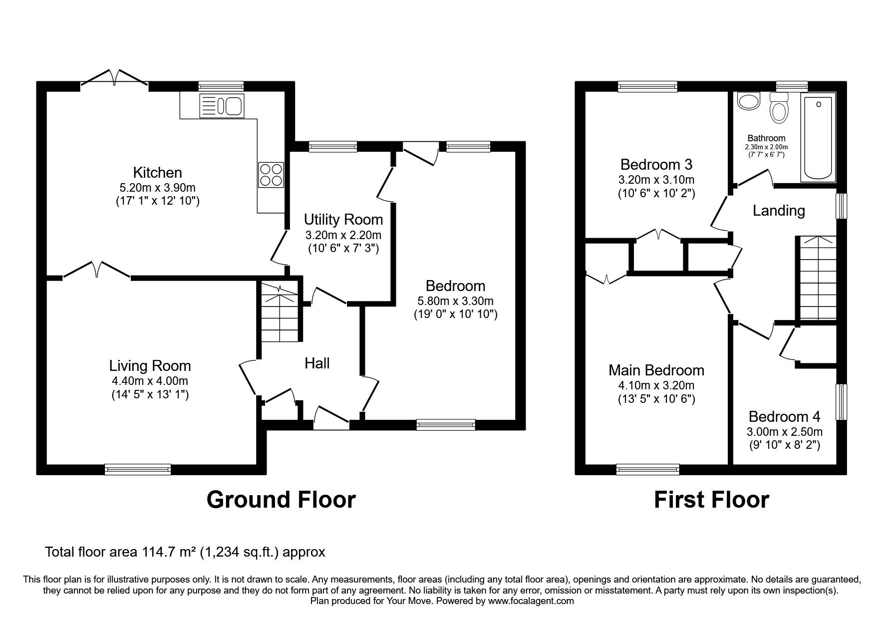 Floorplan of 4 bedroom Detached House for sale, Makbrar Road, Dumfries, Dumfries and Galloway, DG1