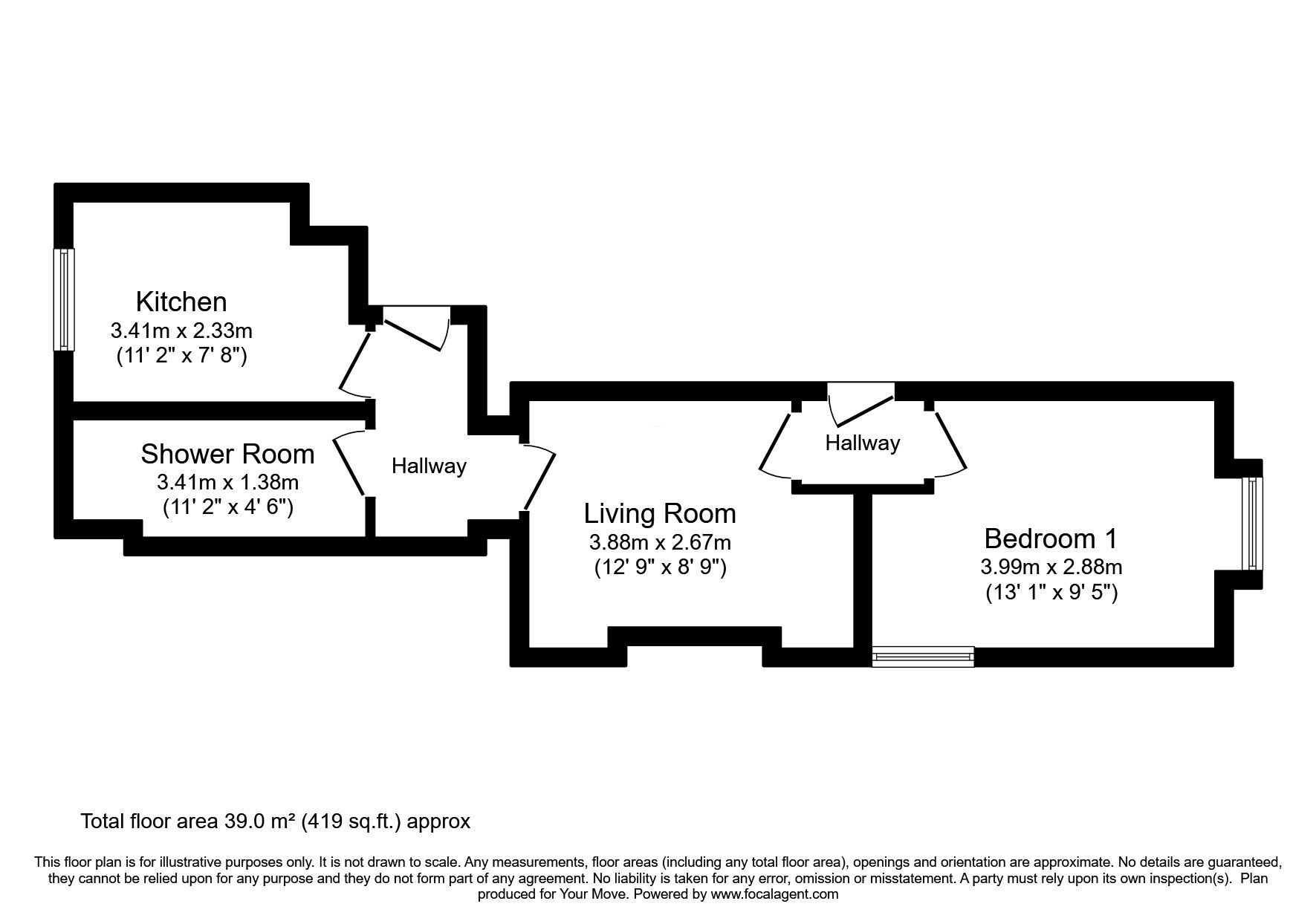 Floorplan of 1 bedroom  Flat for sale, Wallace Street, Dumfries, Dumfries and Galloway, DG1