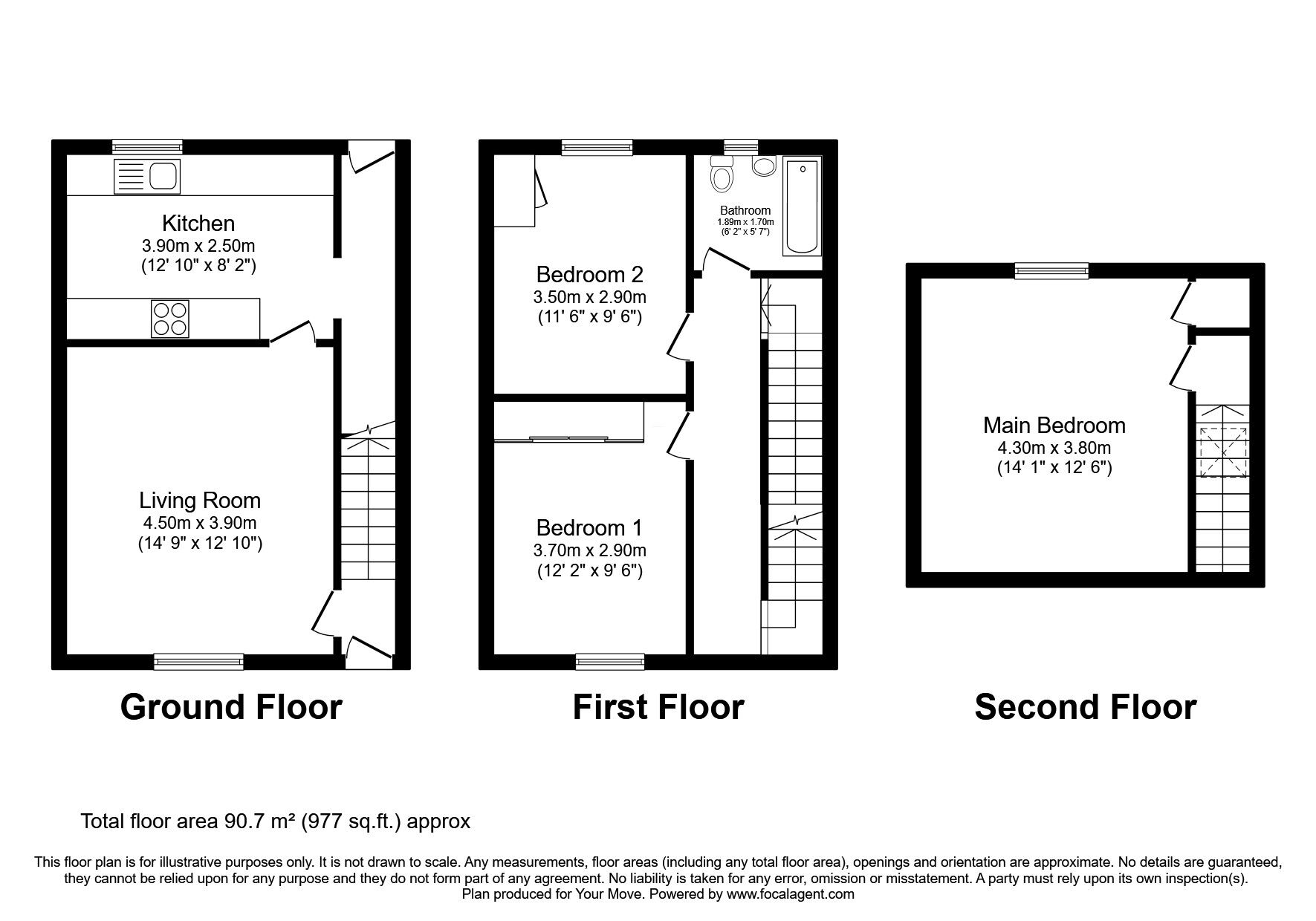 Floorplan of 3 bedroom Mid Terrace House for sale, Kirkbank, Kirkgunzeon, Dumfries and Galloway, DG2