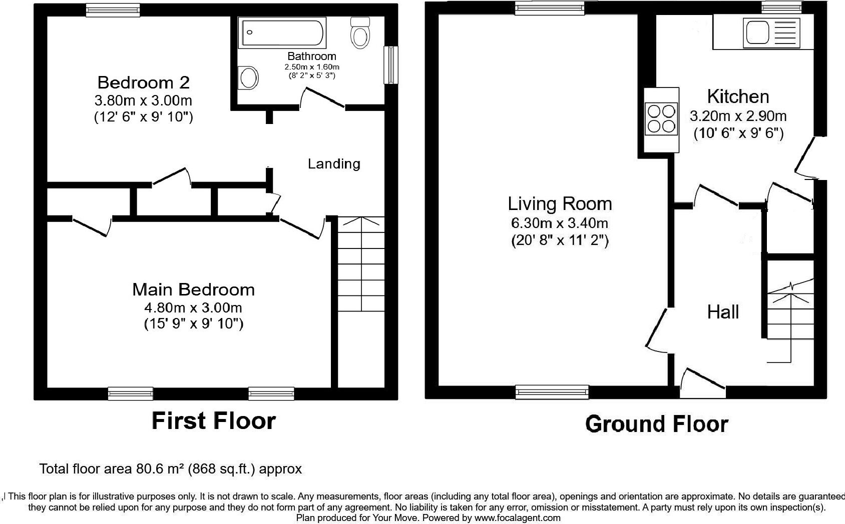 Floorplan of 2 bedroom End Terrace House for sale, Gullielands Place, Eastriggs, Dumfries and Galloway, DG12